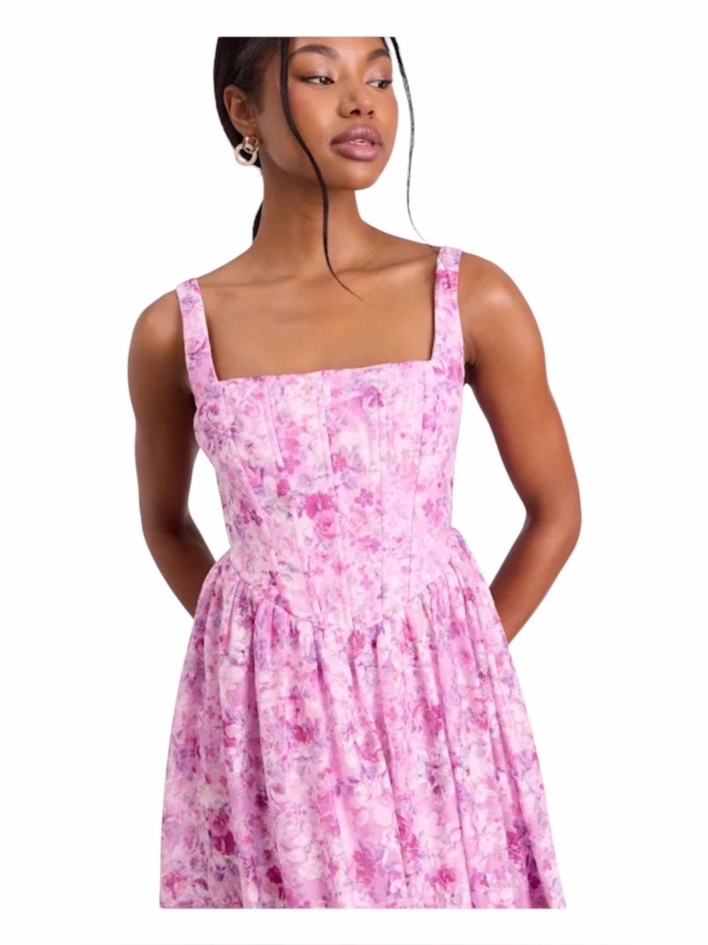 Lulus NWT “Colwyn” Light Magenta Floral Jacquard Bustier Midi Dress In Size XL. - Picture 16 of 16